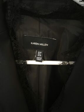 Karen Millen Black Lace-Trim Jacket